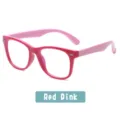 Kids flexible anti-blue light glasses cute pink silicone optical frames for children daily wear - C5-Red Frame Pink Legs