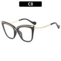 Gafas de Sol de Ojo de Gato Cruzadas Mujer Variante C8 Negro Oro Accesorio Moda - Montura Negra Lente Blanca