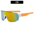 Outdoor cycling sports sunglasses large frame square design white frame orange temples C6 - White Frame Red Mirror