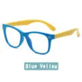 Kids blue-light blocking glasses with flexible frame, cute blue and yellow design for daily use. - C8-Blue Frame Yellow Legs