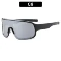 Large frame square outdoor cycling sunglasses sports windproof sun protection eyewear c8 - Black Frame Silver Mirror