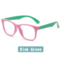 Kids anti-blue light glasses pink frame green temple flexible silicone optical frame - C9-Pink Frame Green Legs