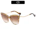 Gafas de sol ojo de gato moda mujer, lentes degradadas marrón carey C5. - C5 Carey Transparente Montura Lente Degradada Té