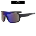 Large frame square outdoor cycling sunglasses with blue reflective lenses for sports. - C3-Black Frame Blue Mirror