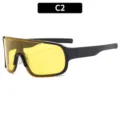 Fashionable large-frame square outdoor cycling goggles, yellow lens black frame sports sunglasses. - Black Frame Yellow Lens