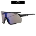 Gafas de sol deportivas de gran tamaño para exteriores con lentes reflectantes coloridas. - C3-Montura Negra Lentes Espejadas Azules