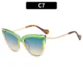 Gafas de Sol Mujer Cat Eye Cruz Tendencia Lentes Degradadas Chic UV400 Accesorio - C7 Montura Verde Lente Azul Té