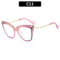 Gafas de sol de ojo de gato rosa degradado con varillas metalicas cruzadas mujer. - C11 Montura Púrpura Rosa Lente Clara