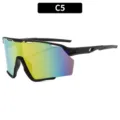 Lunettes de soleil de cyclisme de sport en plein air avec grand verre réfléchissant et monture noire. - C5-Monture Noire Miroir Orange