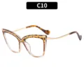 Elegantes gafas y gafas de sol de moda para mujer carey y metal dorado de ojo de gato - C10 Carey Transparente Montura Lente Clara