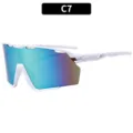 Lunettes de soleil de cyclisme en plein air grand cadre verres de protection UV blanc - C7-Monture Blanche Miroir Or