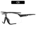Lunettes de soleil sport outdoor grand cadre verre clair variante C8 protection cyclisme - Monture Noire Verre Blanc