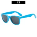 Kids classic neon blue sunglasses summer beach party stylish eyewear for boys and girls - Square Frame (2140 Kids) / Sky Blue Frame Grey Lens