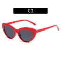 Red Cat Eye Sunglasses Women Fashion C2 Color Variant Trendy Streetwear Eye Glasses - Cat Eye Style (2104) / Red Frame With Grey Lenses