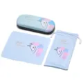 Süßes Cartoon Einhorn Brillenetui Set mit Beutel und Putztuch, blaue tragbare harte Box. - Grün Einhorn Stil (Inklusive Etui Tasche Tuch)