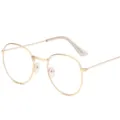 Montura de gafas redonda de metal dorado clasico para hombre y mujer retro chic. - Montura Dorada (Terminales Transparentes)