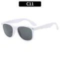 Kids classic white frame sunglasses, stylish summer beach party eyewear for children. - Square Frame (2140 Kids) / White Frame Gray Lens