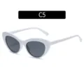 Trendy white cat eye sunglasses for women, stylish vintage uv protection sun glasses. - Cat Eye Style (2104) / White Frame With Grey Lenses