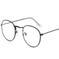 Montura de gafas redonda de metal vintage clásica, gafas ópticas ligeras para hombres y mujeres. - Montura Negra (Terminales Transparentes)