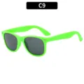 Kids neon classic party sunglasses bright green summer beach fashion eyewear variant C9 - Square Frame (2140 Kids) / Green Frame Grey Lens