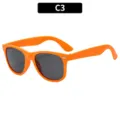 Kids Neon Classic Sunglasses C3 Orange UV Protection Summer Beach Party Eyewear Pro - Square Frame (2140 Kids) / Orange Frame Gray Lens
