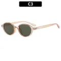 Lunettes de Soleil Ovale Vintage Monture Nude Transparente Protection UV400 - C3-Monture Champagne Verres Vert Foncé