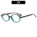 Lunettes de Vue Ovale Vintage avec Monture Verte et Effet Ecaille, Couleur C6 - C6-Monture Verte Verres Blancs