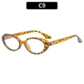 Vintage oval tortoiseshell eyeglasses frame, stylish optical eyewear for men and women. - C9 Leopard Frame Transparent Lens