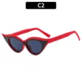 Lunettes de Soleil Oeil de Chat Rouge Noir Variante C2 Mode Retro Lunettes Femme Style - Monture Rouge Verres Gris
