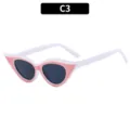 Lunettes de soleil cat-eye tendance pour femmes en blanc et rose variante C3, style rétro chic. - C3 Monture Blanc Rose Lentille Grise