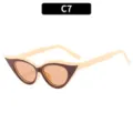 Lunettes de soleil rétro chat pour femme, monture bicolore élégante avec verres dégradés. - C7 Monture Beige Café Lentille Thé