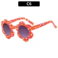 Kids red flower sunglasses, cute floral pattern frame, variant C6, summer sun protection. - Orange Frame Double Gray Lenses