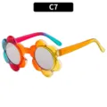 Cute colorful flower sunglasses for kids, trendy gradient frame design, perfect summer accessory. - Multicolor Frame Silver Mirrored Lenses