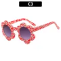Kids flower sunglasses cute floral sun glasses red children eyewear cute summer beach shades - Red Frame with Double Gray Lens