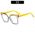TR90 Blaulichtfilter Quadratische Brille Fassung Transparent Grau Gelbe Bügel - Transparenter Grauer Rahmen Gelbes Bein