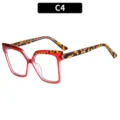 TR90 Blaulichtfilter Brillenrahmen, modische quadratische Leopardenmuster Optik Brille. - Roter Rahmen Schildpatt Bügel