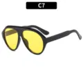 Y2K Moda Marco Negro Grueso Lentes Amarillas Gafas de Sol C7 Gafas Deportivas de Tendencia - Montura Negra Lentes Amarillas