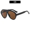 Gafas de sol Y2K escudo futurista para hombres y mujeres, montura negra elegante - Montura Negra Lentes de Té