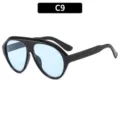 Gafas de sol futuristas Y2K para hombres y mujeres, montura negra gruesa y lentes azul claro. - Montura Negra Lentes Azules
