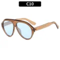 Gafas de Sol Retro Y2K Oversize Montura Marrón Lentes Azul Claro Moda Deporte y Outdoor - Olive Green Blue Lens