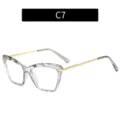 Chic monture de lunettes anti-lumière bleue œil-de-chat en cristal multifacette - C7 (Papillon/Oeil de Chat) / Gris Transparent