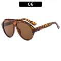 Gafas de sol Y2K de moda para hombre y mujer, estilo aviador con carey para deportes al aire libre - Leopardo / Marrón