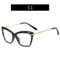 Lunettes de vue chaton facettées noires tendance anti-lumière bleue avec branches dorées. - C1 (Papillon/Oeil de Chat) / Noir Brillant