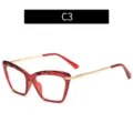 Lunettes anti-lumière bleue œil-de-chat rouges branches dorées, monture optique cristal tendance. - Monture Rouge