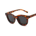 Modieuze retro schildpad zonnebril voor dames, trendy dikke montuur zonnebril UV400 uit - Luipaard Grijze Lenzen