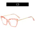 Lunettes anti-lumière bleue œil-de-chat tendance avec motif marbre rose et branches dorées. - Rose Transparent