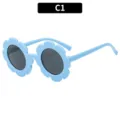 Kinder süße Blumen Sonnenbrille hellblau UV Schutz Sonnen Brille für Jungen und Mädchen C1 - Sonnenblume Stil (C1) / Himmelblau