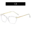 Lunettes De Vue Cat Eye Transparent Anti Lumiere Bleue C8 Branches Metal Dore Tendance - Transparent