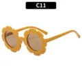 Kinder gelbe Blumen Sonnenbrille mit braunen Gläsern, süße Sonnenschutzbrille für Kids - Sonnenblume Stil (C11) / Sandgelb