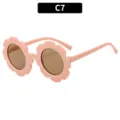 Schöne Kinder rosa Blumen Sonnenbrille, süße florale Form Sommer Brille für Kinder C7 - Sandbeige Rosa